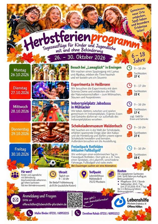 Herbstferienprogramm für Kinder mit und ohne Behinderung