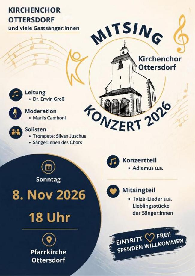Kirchenchor Ottersdorf lädt zu Konzert