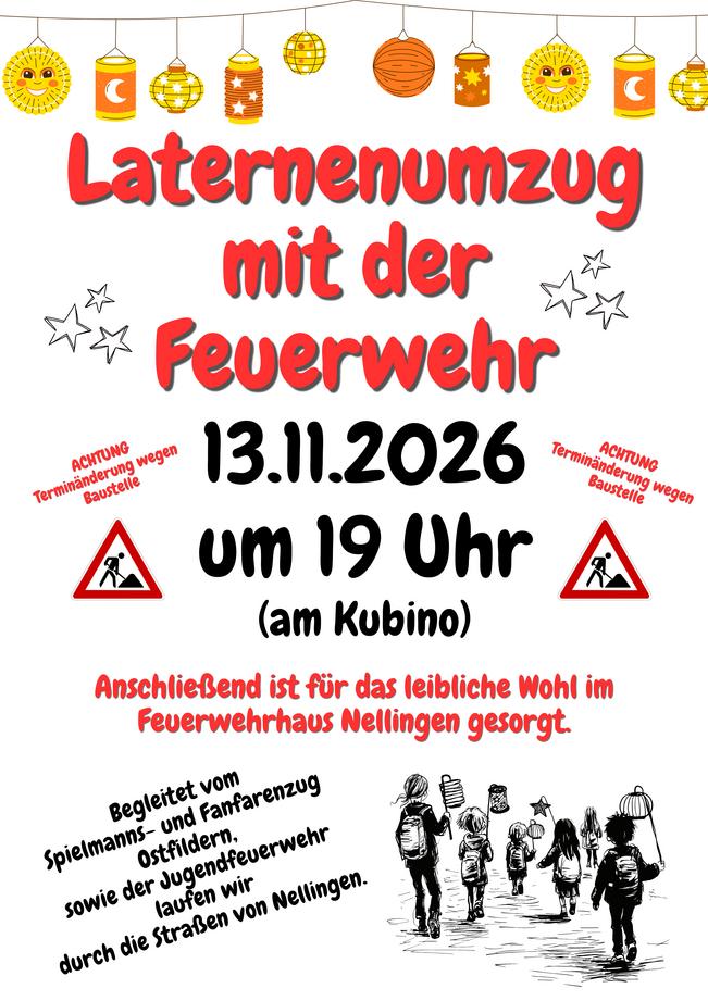 Laternenumzug mit der Feuerwehr Nellingen
