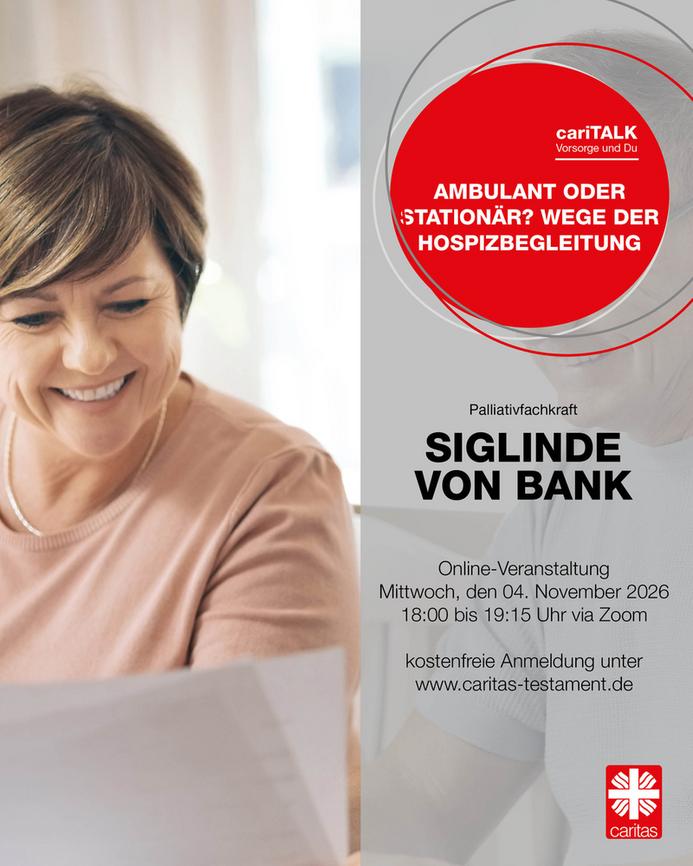 Online-Vortrag: Ambulant oder stationär? Wege der Hospizbegleitung